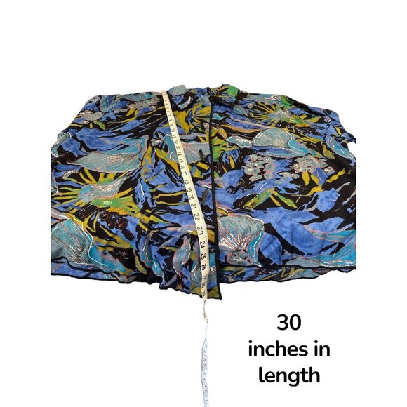 Carole Tomkins The Big Shirt Women’s Blouse – Abstract Floral Print, Rayon, Over - Picture 6 of 9